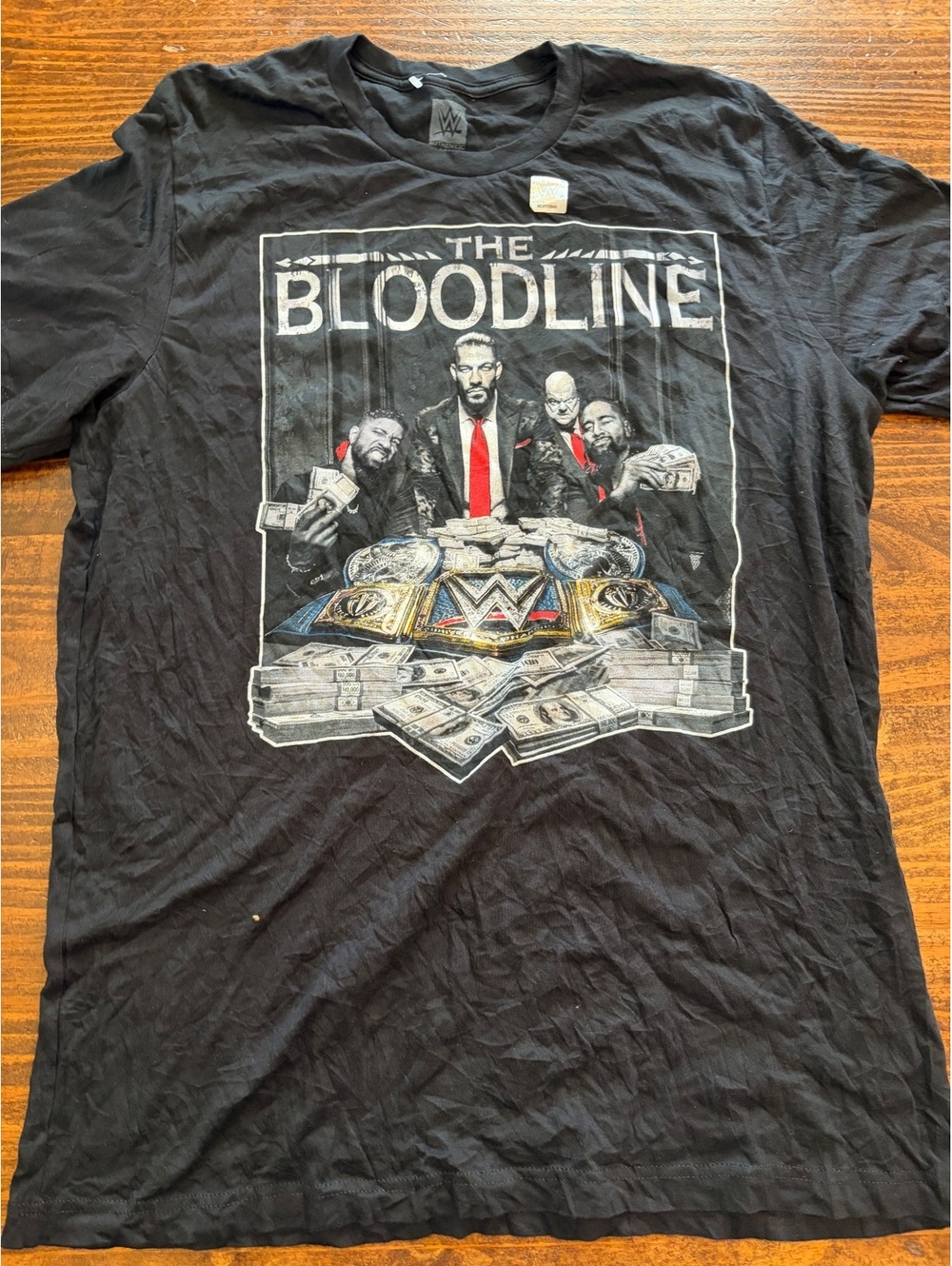 WWE Authentic The Bloodline Graphic T-Shirt XL Black Cotton